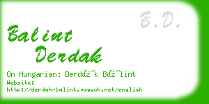 balint derdak business card